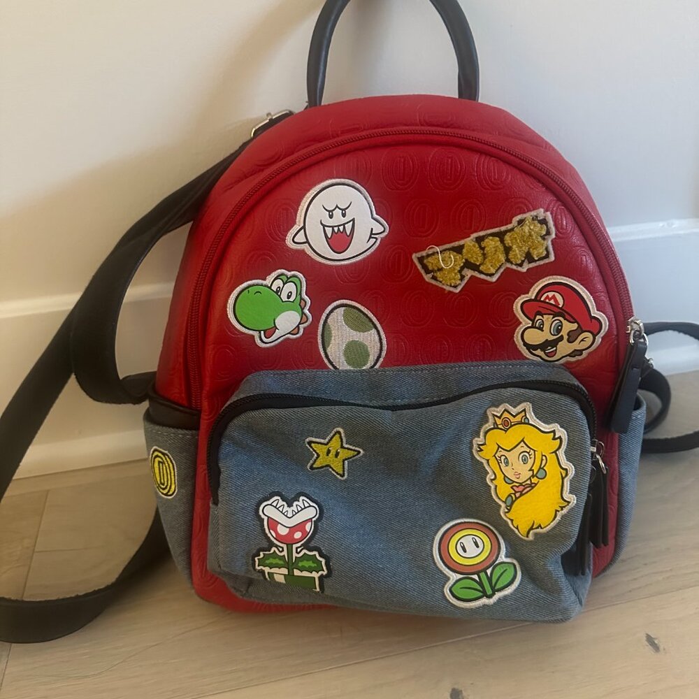 Nintendo Super Mario Brothers Icon Patches Mini Backpack. - Picture 6 of 7